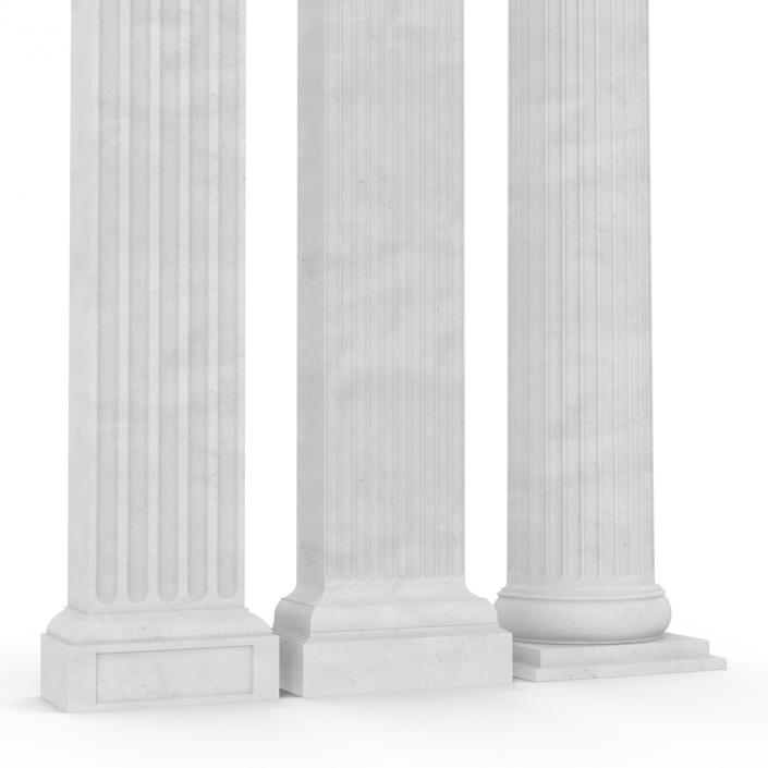 3D Pilasters Doric Greco Roman 3D Models Set