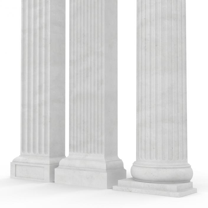 3D Pilasters Doric Greco Roman 3D Models Set