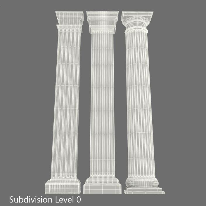 3D Pilasters Doric Greco Roman 3D Models Set