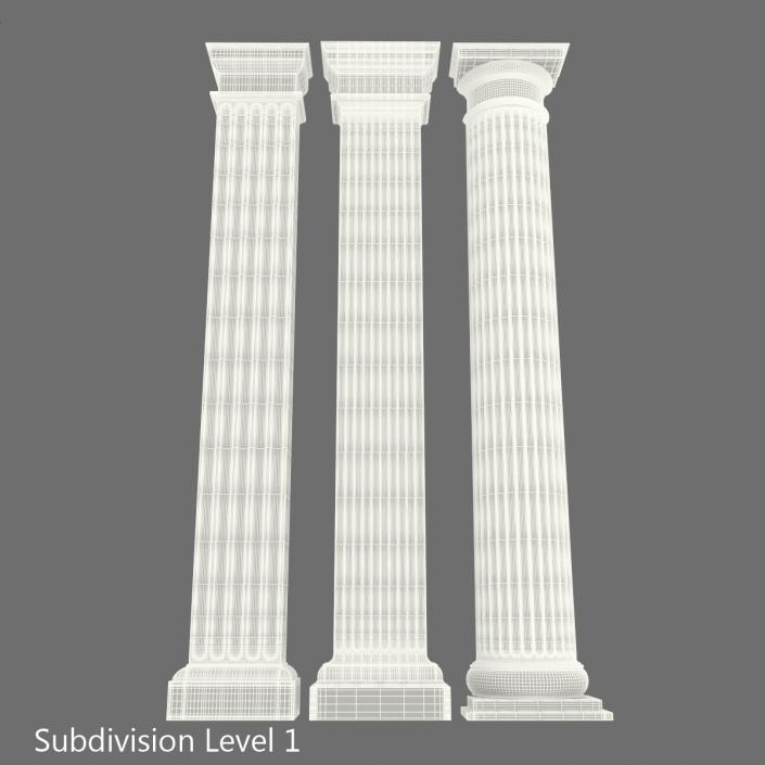 3D Pilasters Doric Greco Roman 3D Models Set