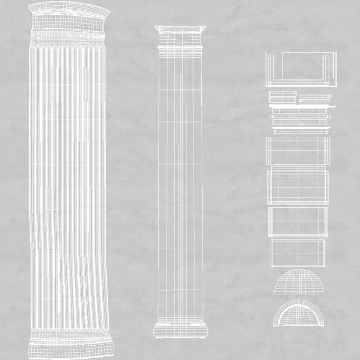 3D Pilasters Doric Greco Roman 3D Models Set