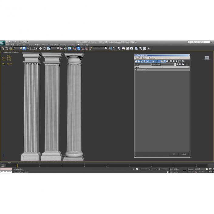 3D Pilasters Doric Greco Roman 3D Models Set