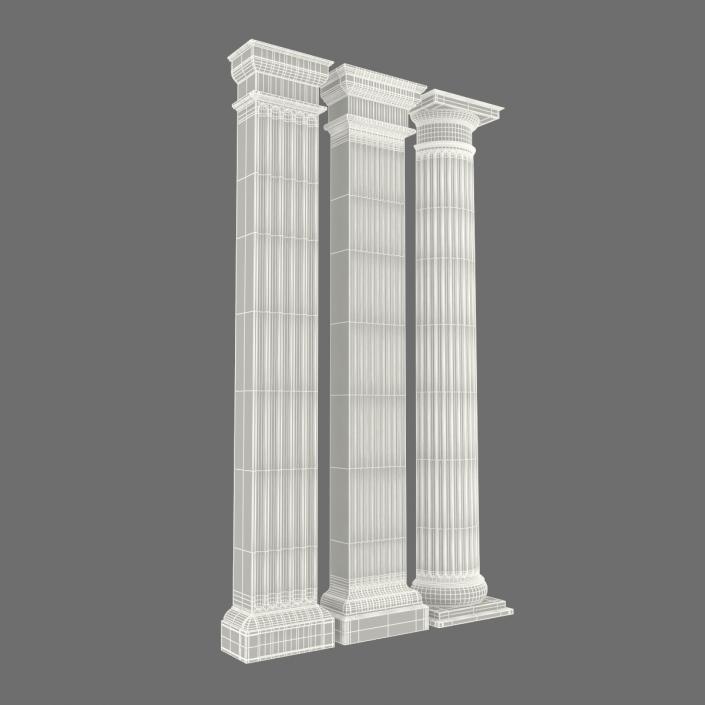 3D Pilasters Doric Greco Roman 3D Models Set