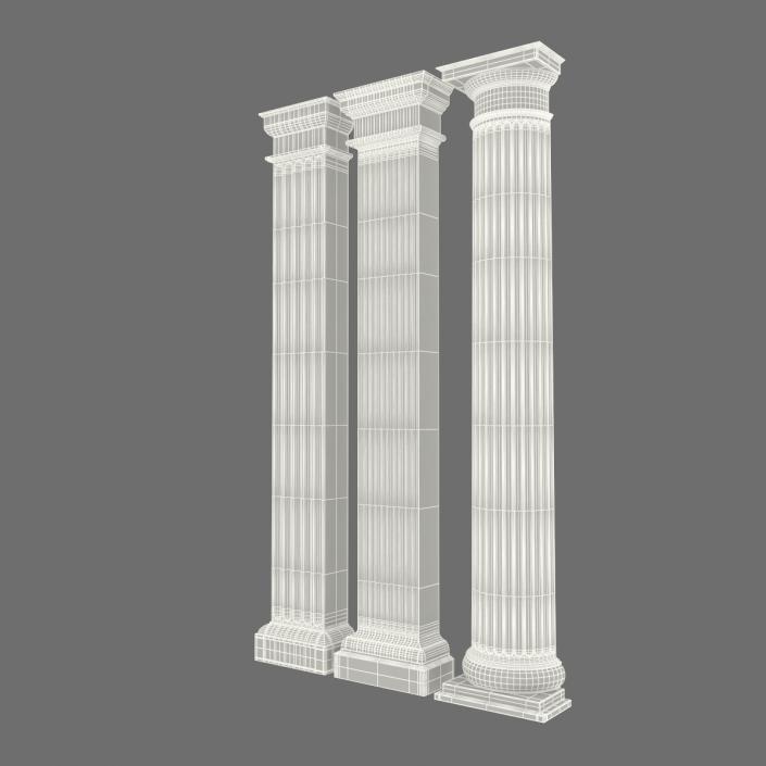 3D Pilasters Doric Greco Roman 3D Models Set