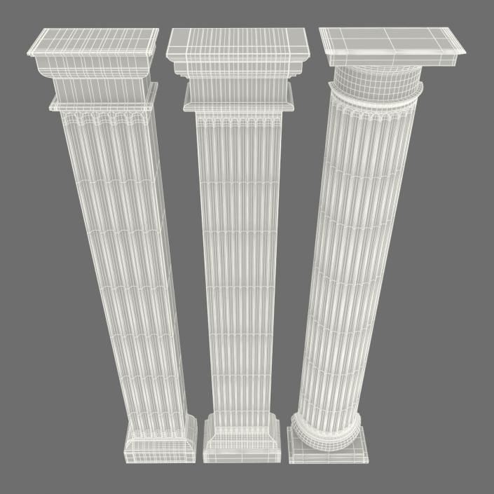 3D Pilasters Doric Greco Roman 3D Models Set