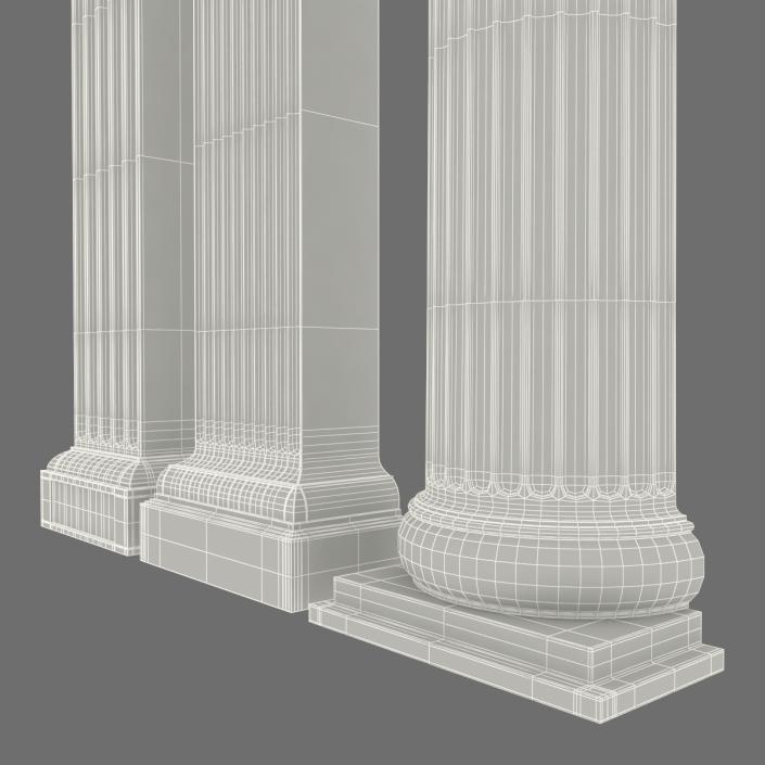 3D Pilasters Doric Greco Roman 3D Models Set