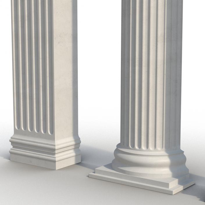 3D Pilasters Ionic Greco Roman Set