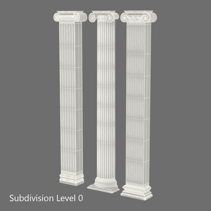 3D Pilasters Ionic Greco Roman Set