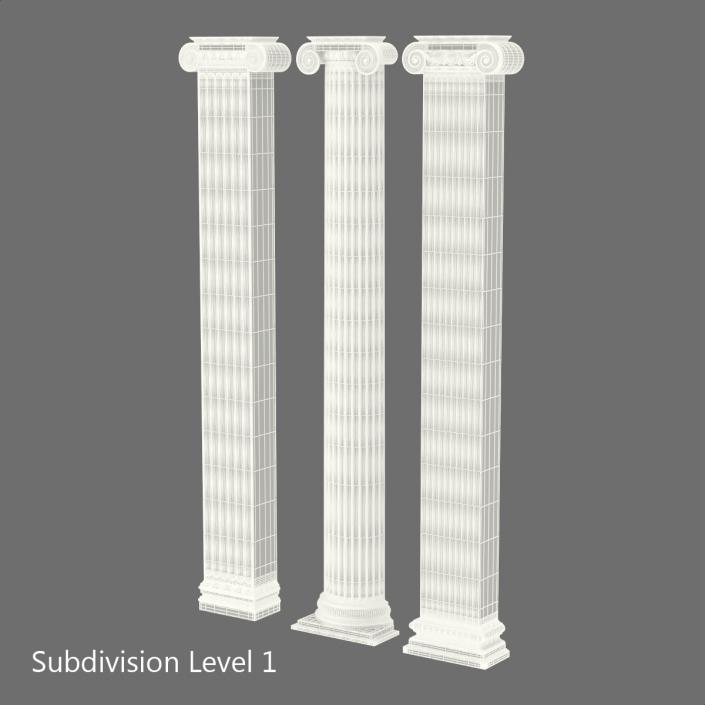 3D Pilasters Ionic Greco Roman Set