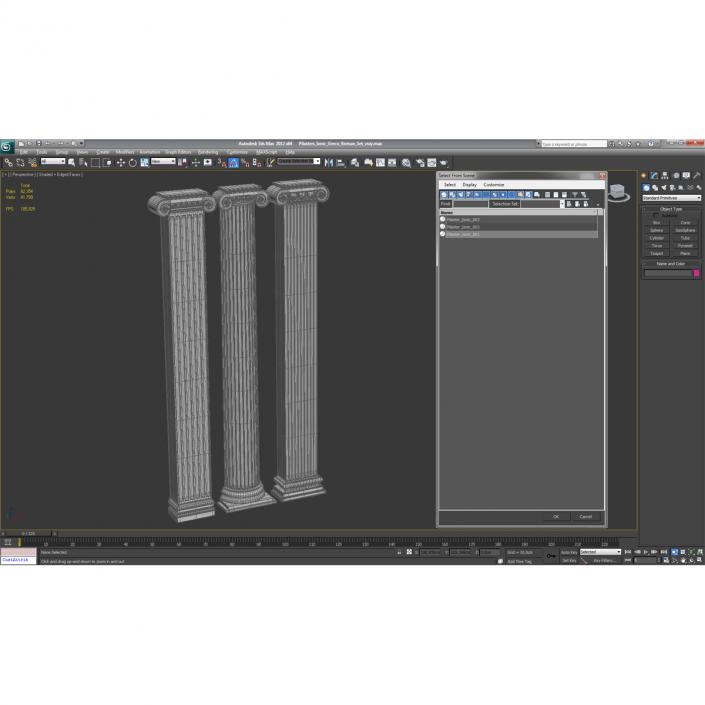 3D Pilasters Ionic Greco Roman Set