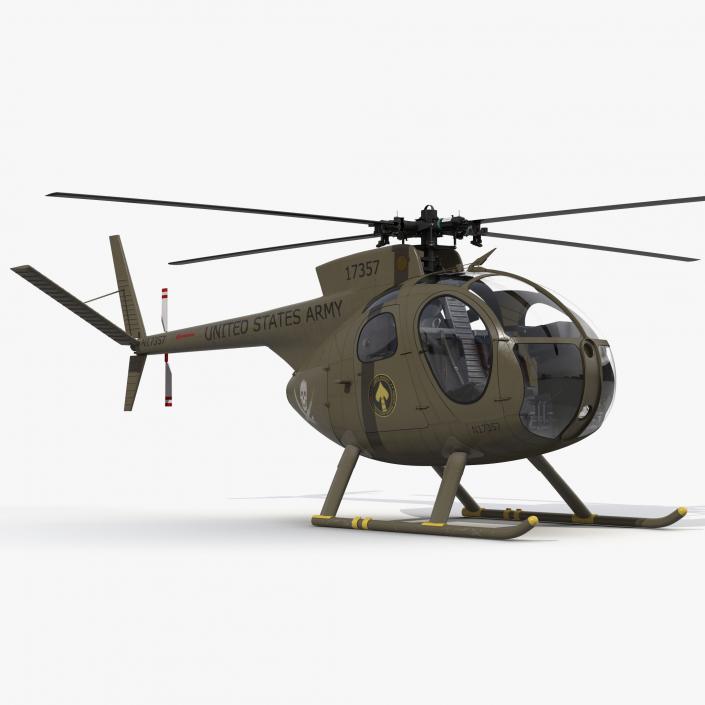 Light Helicopter Hughes OH-6 Cayuse Military 3D model