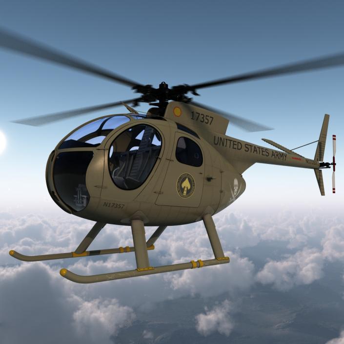 Light Helicopter Hughes OH-6 Cayuse Military 3D model