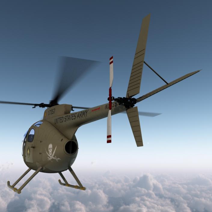 Light Helicopter Hughes OH-6 Cayuse Military 3D model