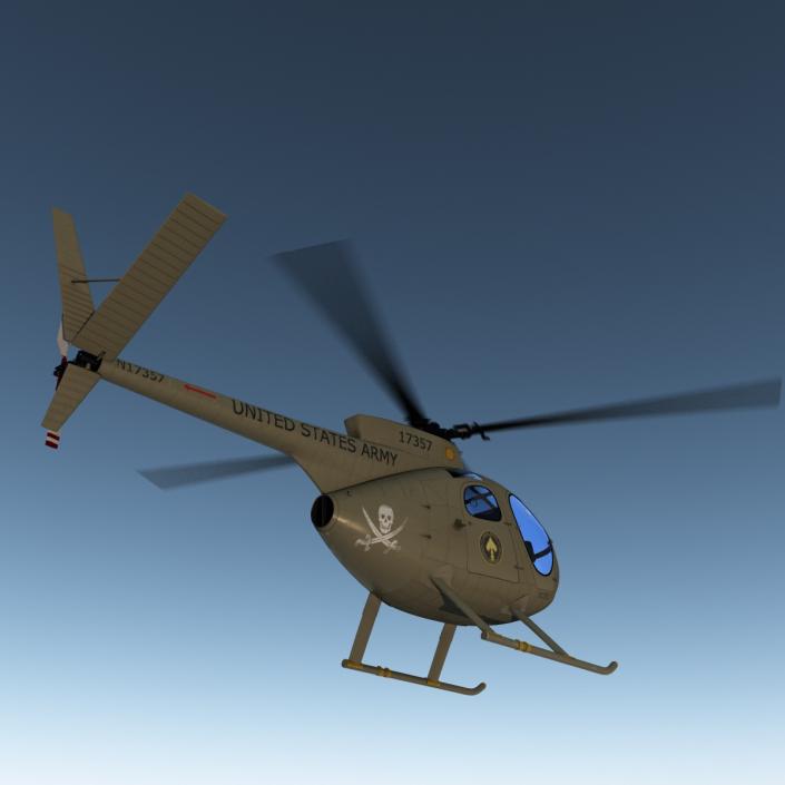 Light Helicopter Hughes OH-6 Cayuse Military 3D model