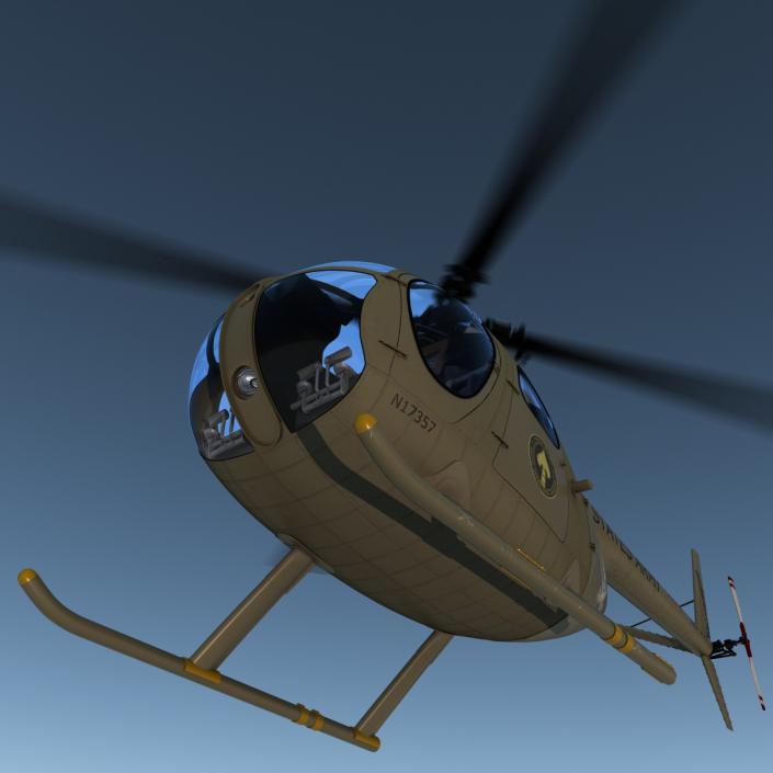 Light Helicopter Hughes OH-6 Cayuse Military 3D model