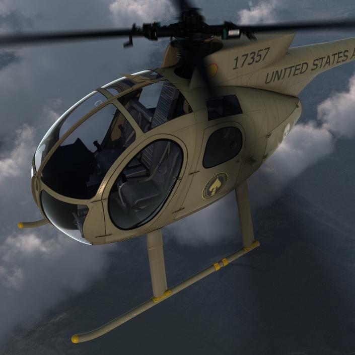 Light Helicopter Hughes OH-6 Cayuse Military 3D model