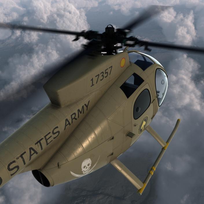 Light Helicopter Hughes OH-6 Cayuse Military 3D model