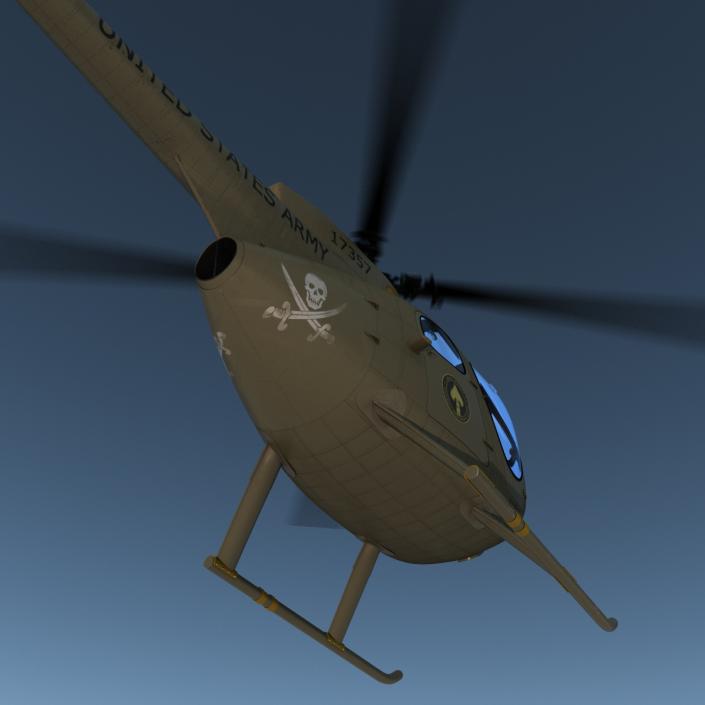 Light Helicopter Hughes OH-6 Cayuse Military 3D model