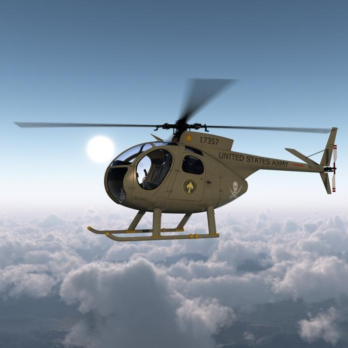 Light Helicopter Hughes OH-6 Cayuse Military 3D model