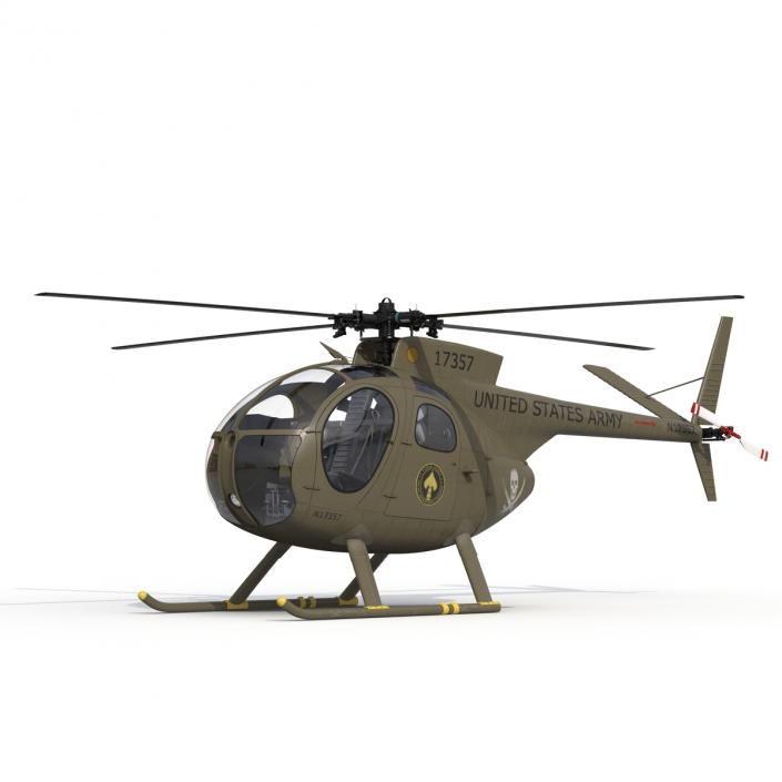 Light Helicopter Hughes OH-6 Cayuse Military 3D model