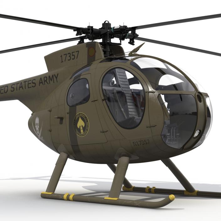 Light Helicopter Hughes OH-6 Cayuse Military 3D model