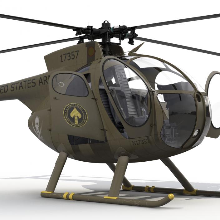 Light Helicopter Hughes OH-6 Cayuse Military 3D model