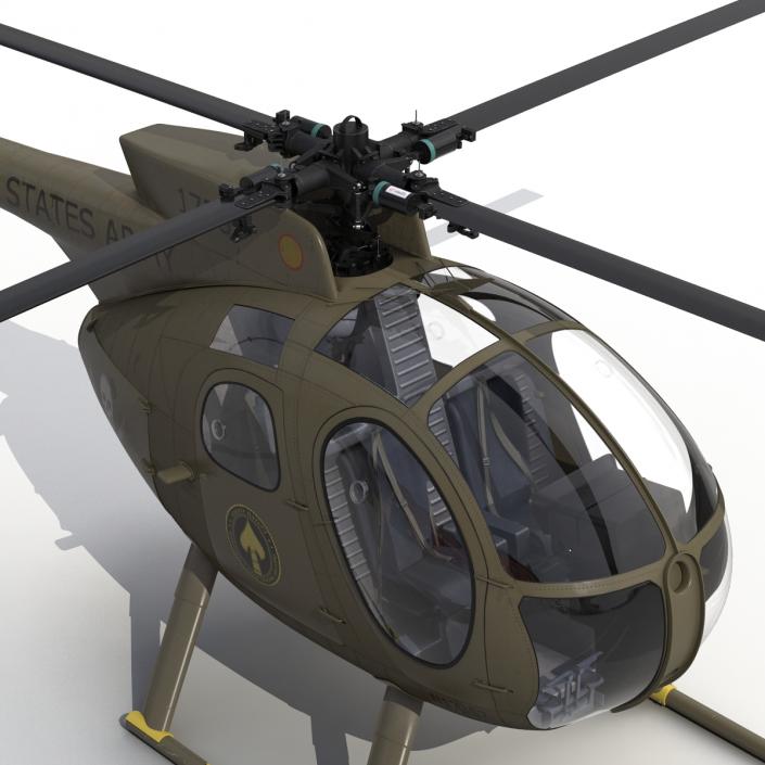 Light Helicopter Hughes OH-6 Cayuse Military 3D model