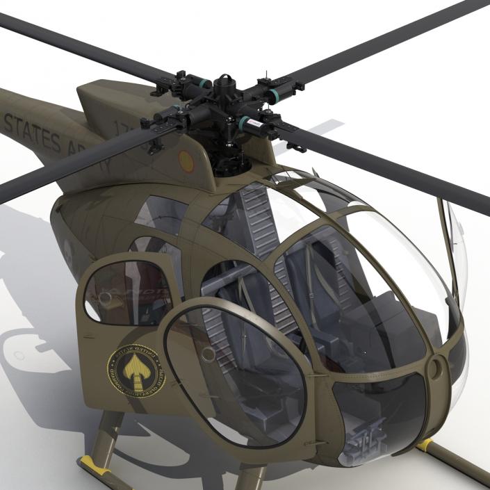 Light Helicopter Hughes OH-6 Cayuse Military 3D model