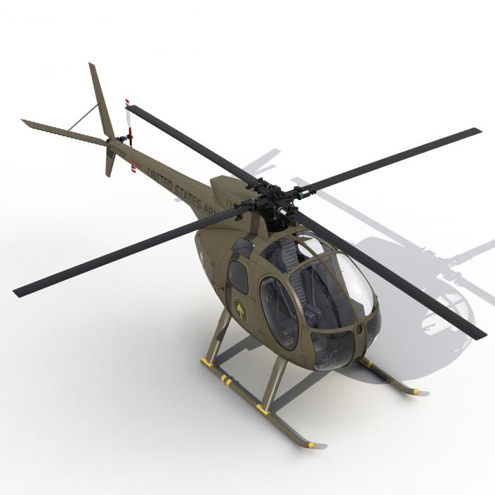 Light Helicopter Hughes OH-6 Cayuse Military 3D model