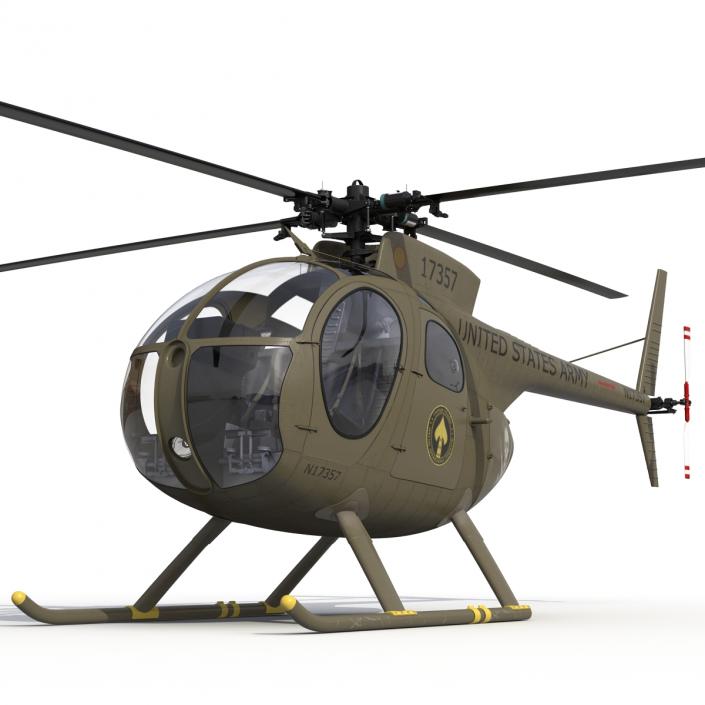 Light Helicopter Hughes OH-6 Cayuse Military 3D model