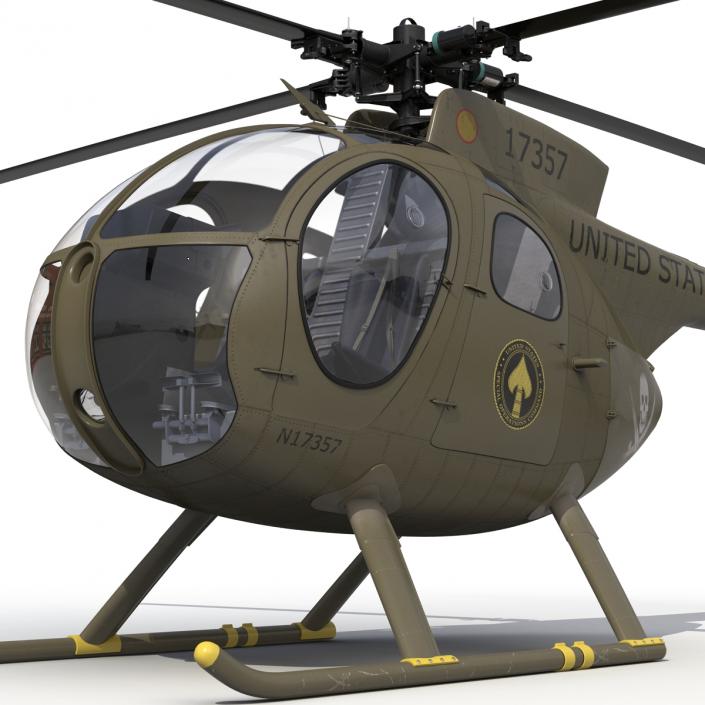 Light Helicopter Hughes OH-6 Cayuse Military 3D model