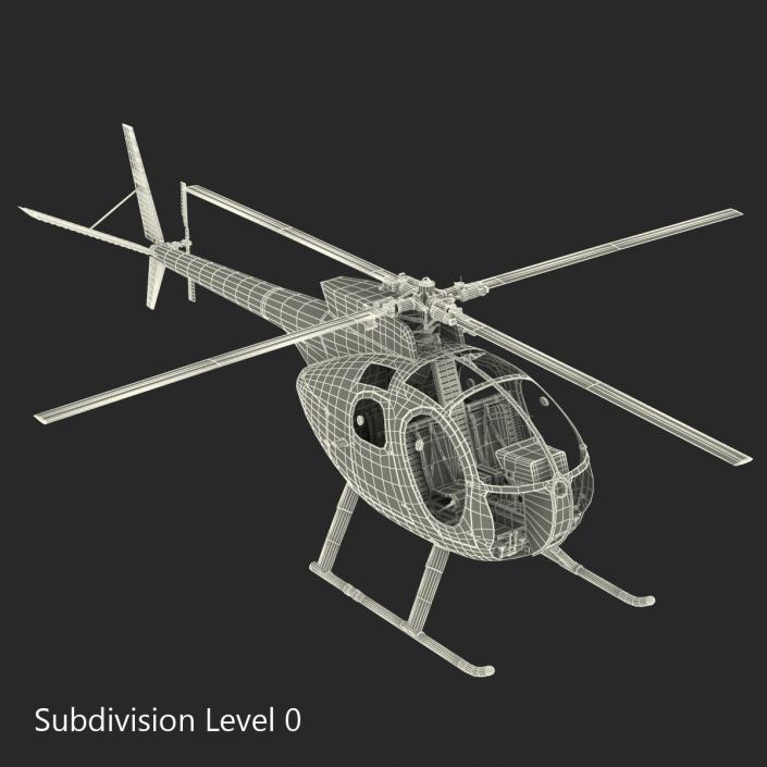 Light Helicopter Hughes OH-6 Cayuse Military 3D model