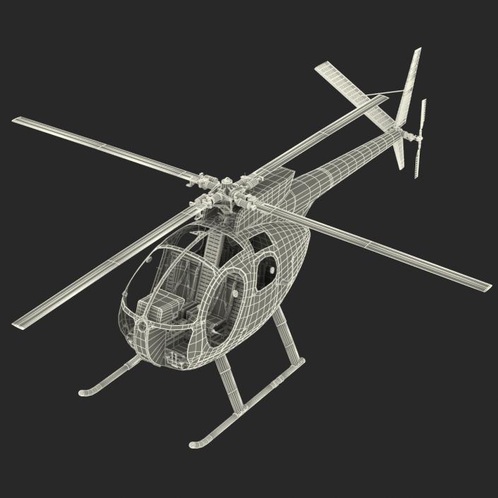 Light Helicopter Hughes OH-6 Cayuse Military 3D model