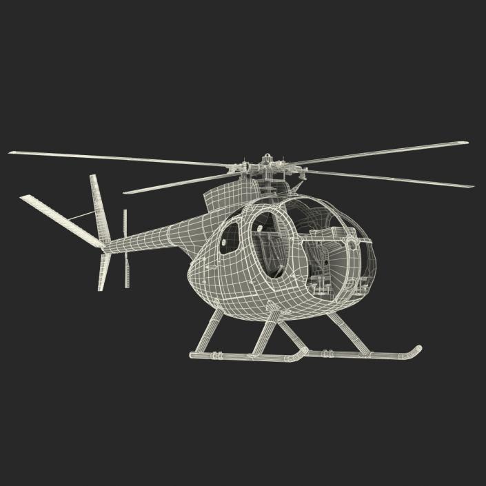 Light Helicopter Hughes OH-6 Cayuse Military 3D model