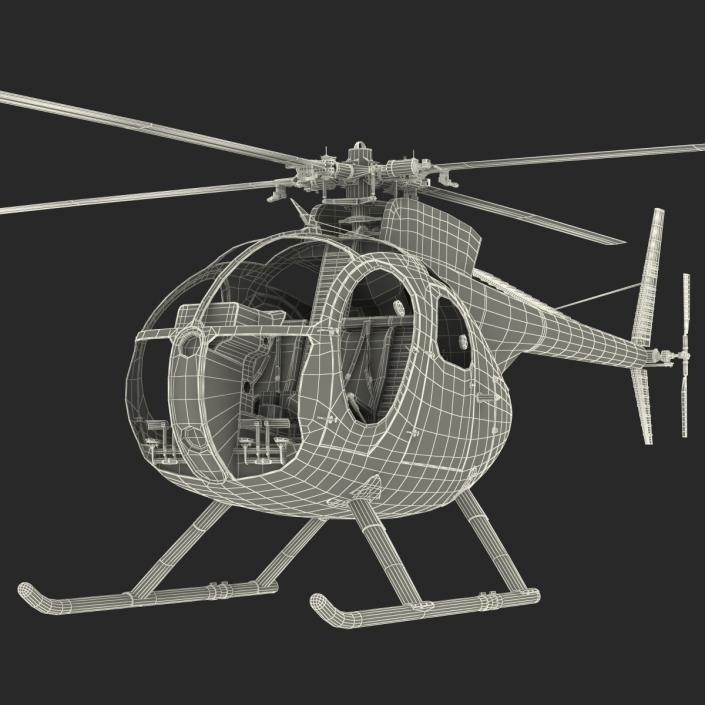 Light Helicopter Hughes OH-6 Cayuse Military 3D model