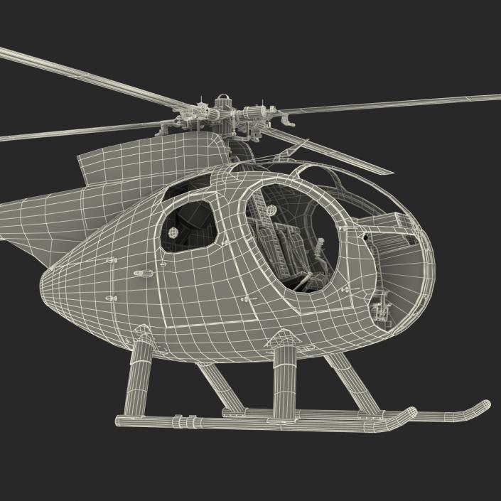 Light Helicopter Hughes OH-6 Cayuse Military 3D model