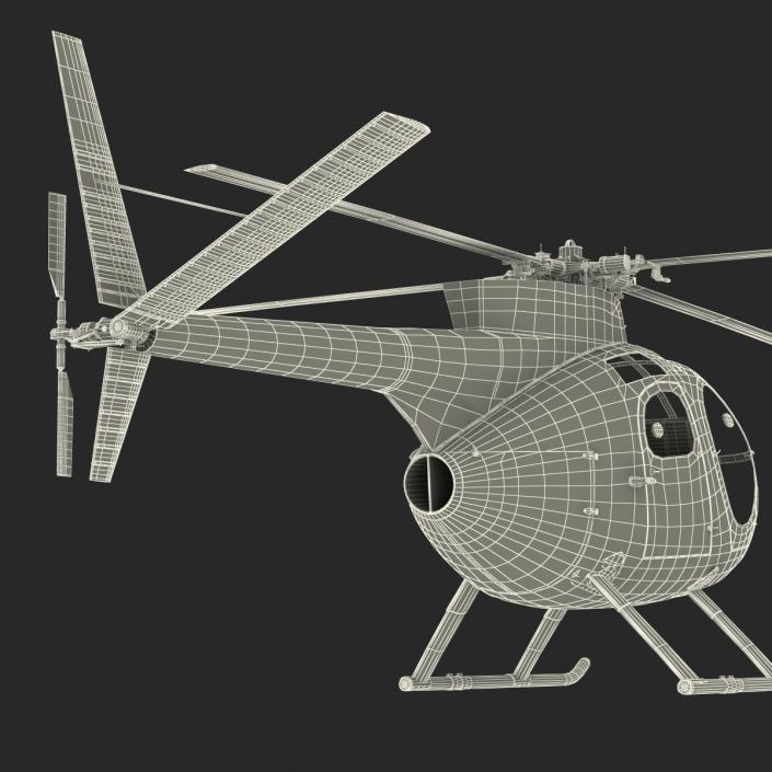 Light Helicopter Hughes OH-6 Cayuse Military 3D model