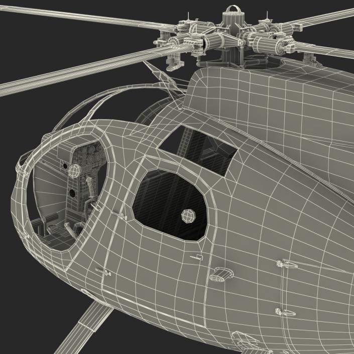 Light Helicopter Hughes OH-6 Cayuse Military 3D model