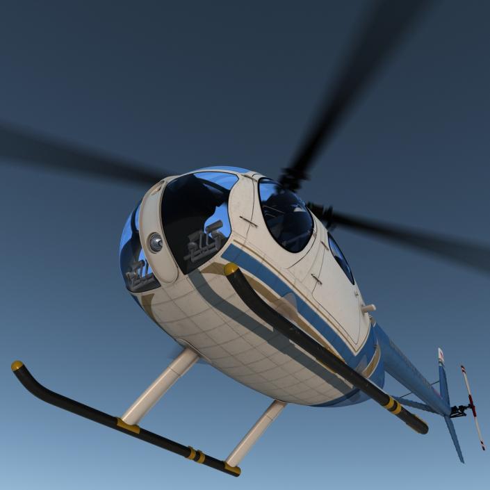 Light Helicopter Hughes OH-6 Cayuse Police 3D