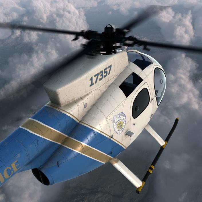 Light Helicopter Hughes OH-6 Cayuse Police 3D