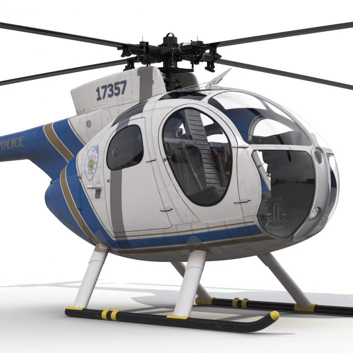 Light Helicopter Hughes OH-6 Cayuse Police 3D