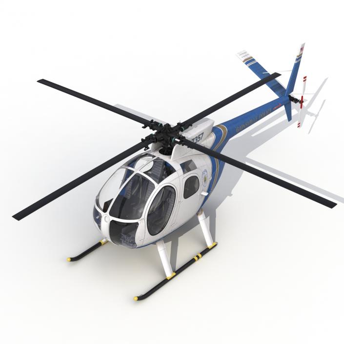 Light Helicopter Hughes OH-6 Cayuse Police 3D