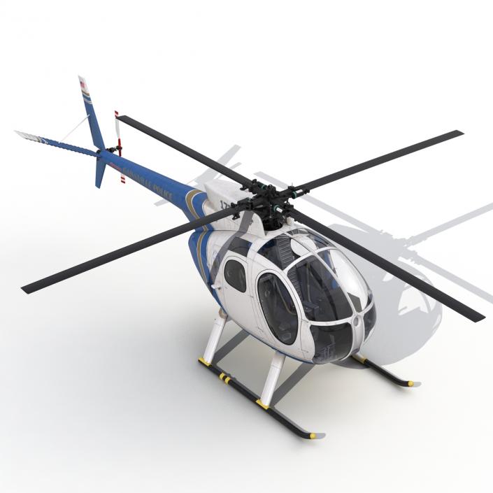 Light Helicopter Hughes OH-6 Cayuse Police 3D