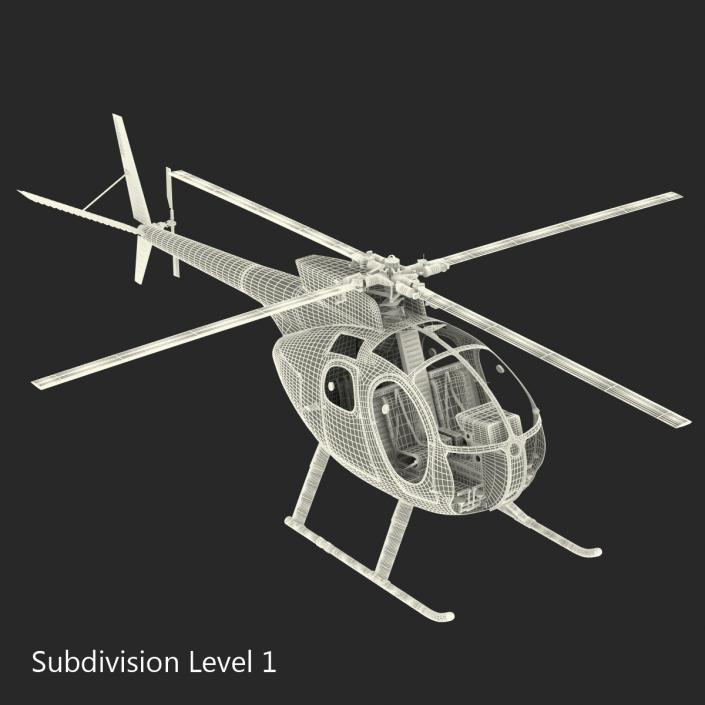 Light Helicopter Hughes OH-6 Cayuse Police 3D