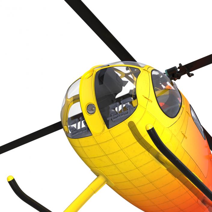 Light Helicopter Hughes OH-6 Cayuse Rigged 3D