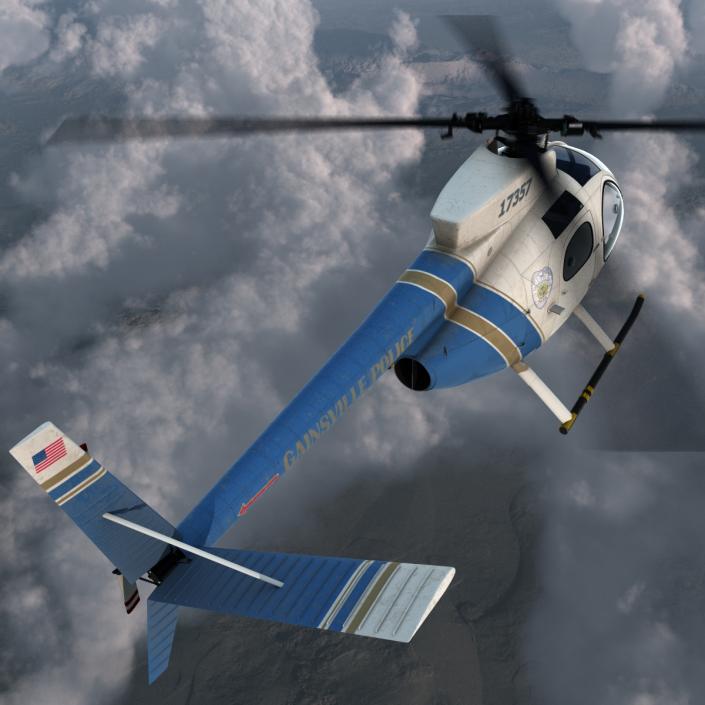 Light Helicopter Hughes OH-6 Cayuse Rigged Police 3D model