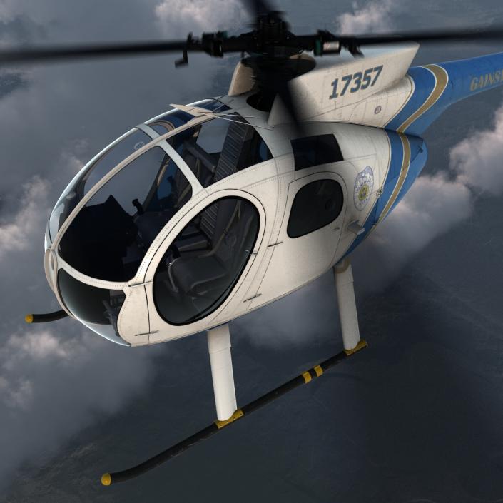 Light Helicopter Hughes OH-6 Cayuse Rigged Police 3D model