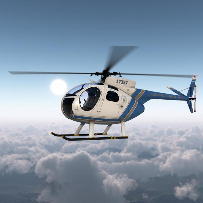 Light Helicopter Hughes OH-6 Cayuse Rigged Police 3D model