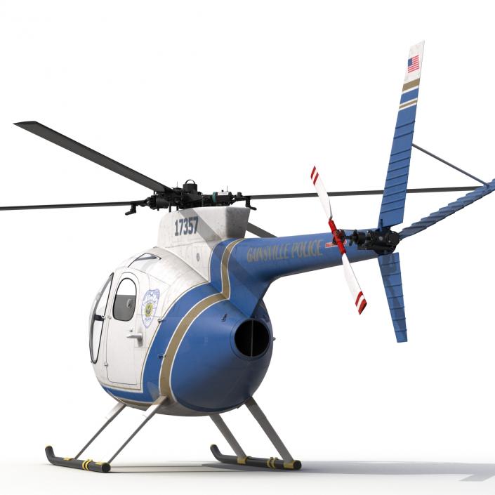 Light Helicopter Hughes OH-6 Cayuse Rigged Police 3D model