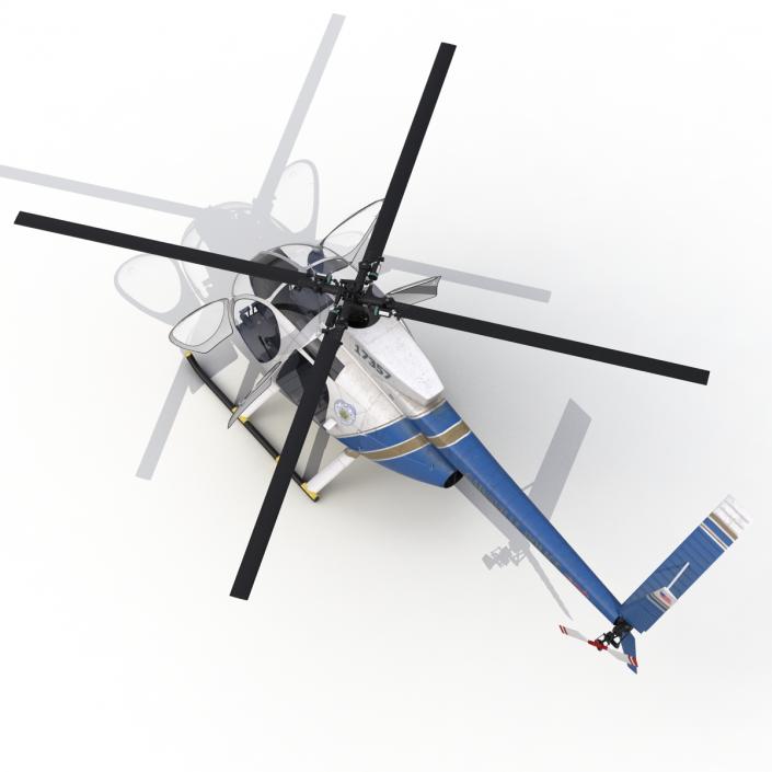 Light Helicopter Hughes OH-6 Cayuse Rigged Police 3D model